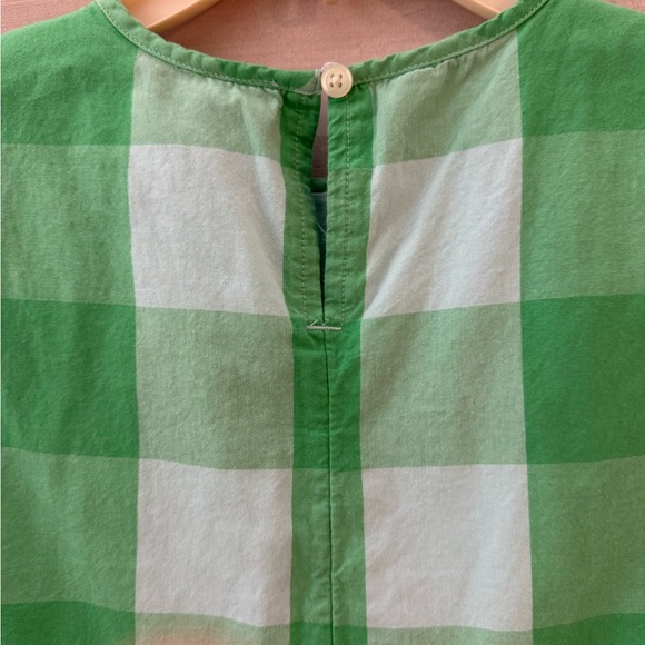 Primary Green Plaid Cotton Girls Spring Dress - Picture 5 of 6